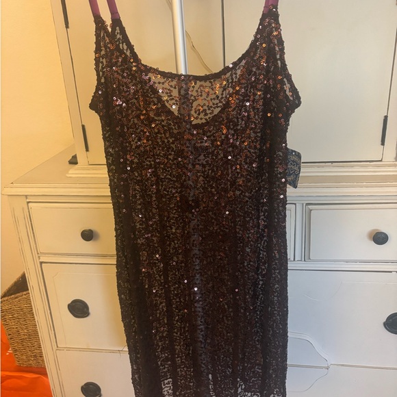 Free People Dresses & Skirts - Vintage Free People brown Sequin Mini  Dress/Shirt